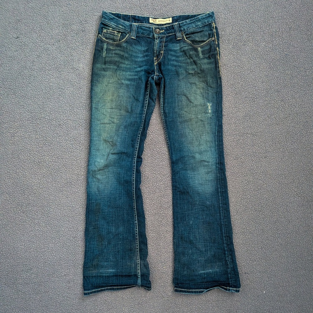 BKE Sabrina Stretch Bootcut Jeans Dark Wash Embroidered Pockets 28 x 31.5